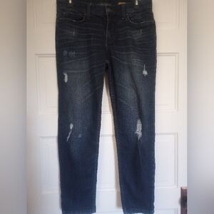 Level 99 Dark Blue Distressed Straight Leg Jeans